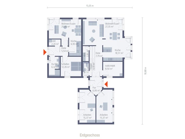 Fertighaus Musterhaus Kaarst von OKAL Haus Schlüsselfertig ab 521900€, Pultdachhaus Grundriss 1