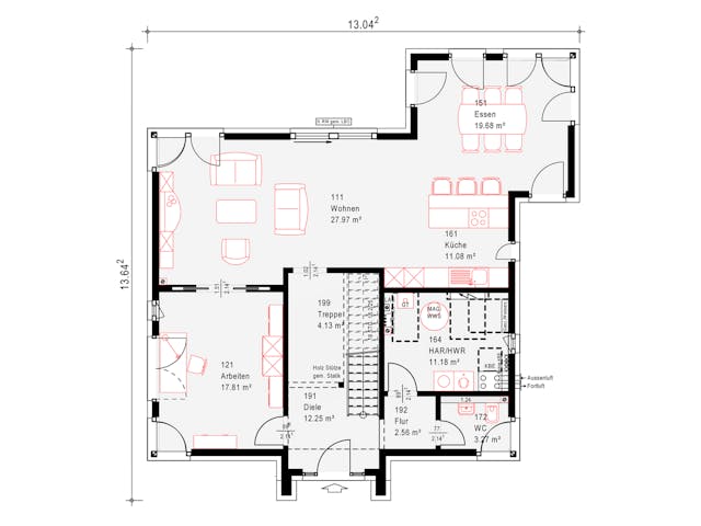 Fertighaus Musterhaus Köln von OKAL Haus Schlüsselfertig ab 574900€, Stadtvilla Grundriss 1