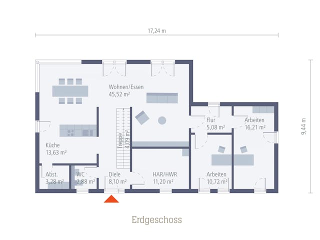 Fertighaus Musterhaus Lotte von OKAL Haus Schlüsselfertig ab 417900€, Stadtvilla Grundriss 1