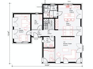 Fertighaus Musterhaus Mülheim-Kärlich von OKAL Haus Schlüsselfertig ab 519900€, Satteldach-Klassiker Grundriss 1