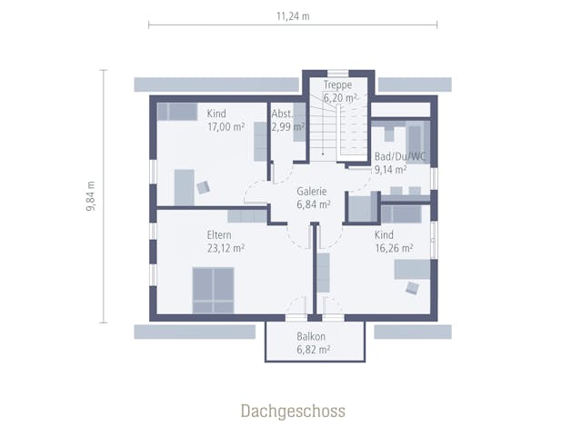 Fertighaus Musterhaus Simmern von OKAL Haus Schlüsselfertig ab 322900€, Satteldach-Klassiker Grundriss 2