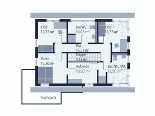 Fertighaus Musterhaus Werder von OKAL Haus Schlüsselfertig ab 527900€, Satteldach-Klassiker Grundriss 2