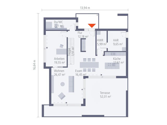 Fertighaus Musterhaus Wuppertal von OKAL Haus Schlüsselfertig ab 795900€, Cubushaus Grundriss 1