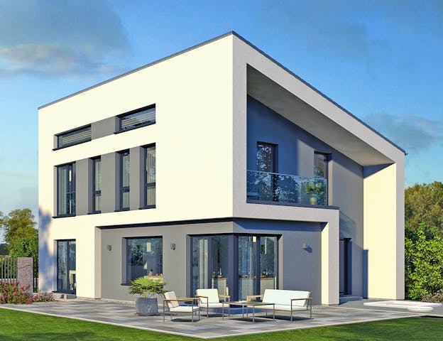 Ungewöhnliches Architekten-Fertighaus mit Fenstererker individuell geplant von OKAL Haus