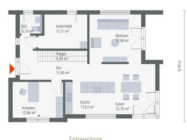 Fertighaus Pult 13 von OKAL Haus Schlüsselfertig ab 528900€, Pultdachhaus Grundriss 1