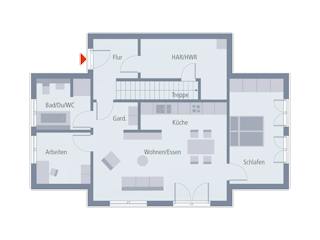 Fertighaus TownHouse 13.2 Satteldach von OKAL Haus Schlüsselfertig ab 605900€, Satteldach-Klassiker Grundriss 1