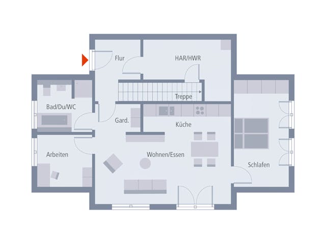 Fertighaus TownHouse 13.2 Satteldach von OKAL Haus Schlüsselfertig ab 605900€, Satteldach-Klassiker Grundriss 1 Fertighaus TownHouse 13.2 Satteldach von OKAL Haus Schlüsselfertig ab 605900€, Satteldach-Klassiker Grundriss 1