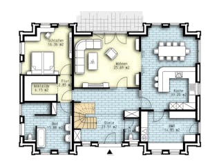 Massivhaus Glasgow von OLFA Haus Schlüsselfertig ab 589000€, Satteldach-Klassiker Grundriss 1