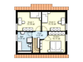 Massivhaus Polaris 1 von OLFA Haus Schlüsselfertig ab 262000€, Satteldach-Klassiker Grundriss 2