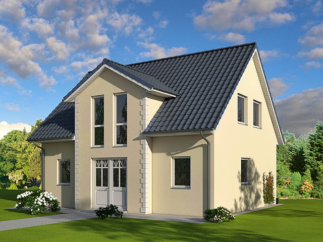 Massivhaus Polaris 5 von OLFA Haus Schlüsselfertig ab 277000€, Satteldach-Klassiker Außenansicht 1