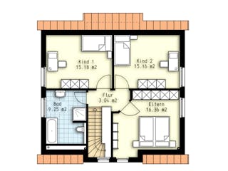 Massivhaus Polaris 5 von OLFA Haus Schlüsselfertig ab 277000€, Satteldach-Klassiker Grundriss 2