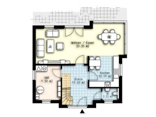 Massivhaus Polaris 6 von OLFA Haus Schlüsselfertig ab 277000€, Satteldach-Klassiker Grundriss 1