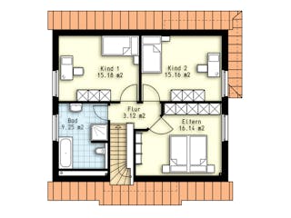 Massivhaus Polaris 6 von OLFA Haus Schlüsselfertig ab 277000€, Satteldach-Klassiker Grundriss 2