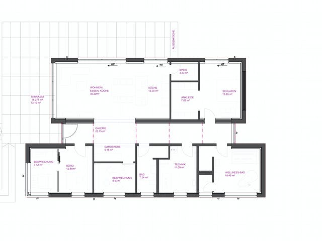 Fertighaus open - MH Fellbach von LUXHAUS, Bungalow Grundriss 1