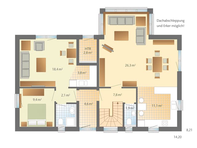 Fertighaus Oslo - mit Einliegerwohnung von Danhaus Deutschland, Satteldach-Klassiker Grundriss 1