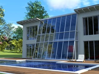 Massivhaus Panorama von Wagener Systemhausbau Schlüsselfertig ab 489000€, Pultdachhaus Außenansicht 1