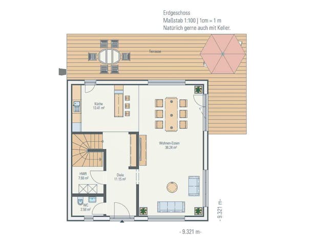 Fertighaus Stadtvilla Cube von petershaus, Stadtvilla Grundriss 1