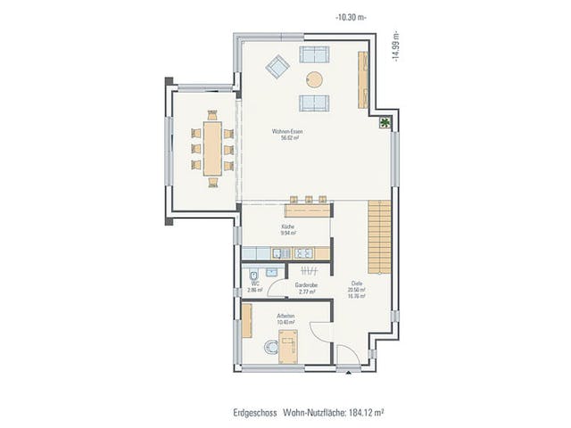 Fertighaus Einfamilienhaus mit Erker und großzügigem Balkon von petershaus, Satteldach-Klassiker Grundriss 1
