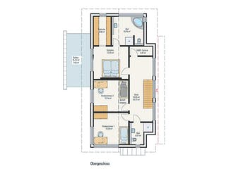 Fertighaus Einfamilienhaus mit Erker und großzügigem Balkon von petershaus, Satteldach-Klassiker Grundriss 2