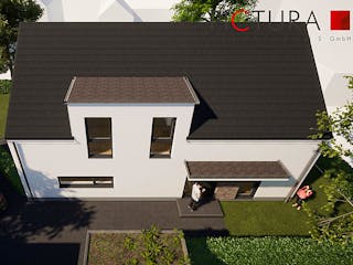 Massivhaus Einfamilienhaus Satteldach mit Gaube von PICTURA creativhaus Schlüsselfertig ab 480000€, Außenansicht 4