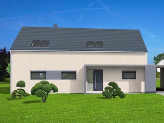 Massivhaus Haus Garda von Planus Hausbaumanagement, Satteldach-Klassiker Außenansicht 2