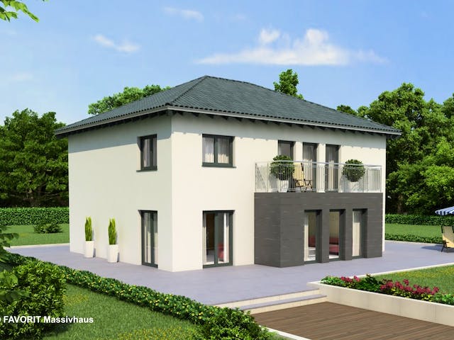 Massivhaus Premium 92/93 von FAVORIT Massivhaus Schlüsselfertig ab 444190€, Stadtvilla Außenansicht 1