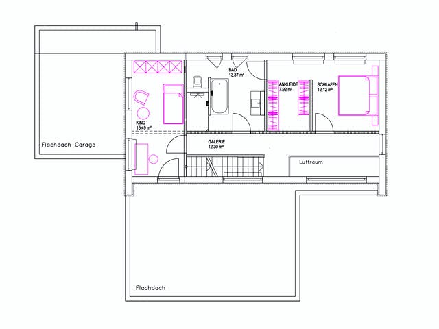 Fertighaus Pultdach Klassik 157 von LUXHAUS, Pultdachhaus Grundriss 2