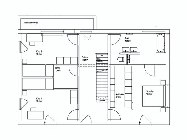 Fertighaus Pultdach Klassik 182 von LUXHAUS, Pultdachhaus Grundriss 2