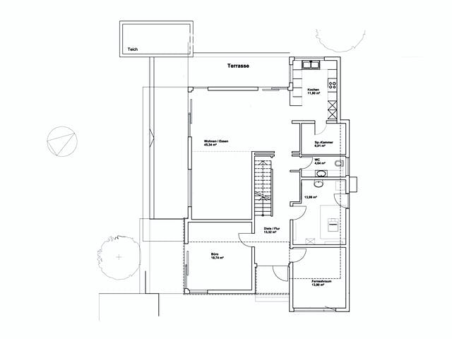 Fertighaus Pultdach Klassik 197 von LUXHAUS, Pultdachhaus Grundriss 1