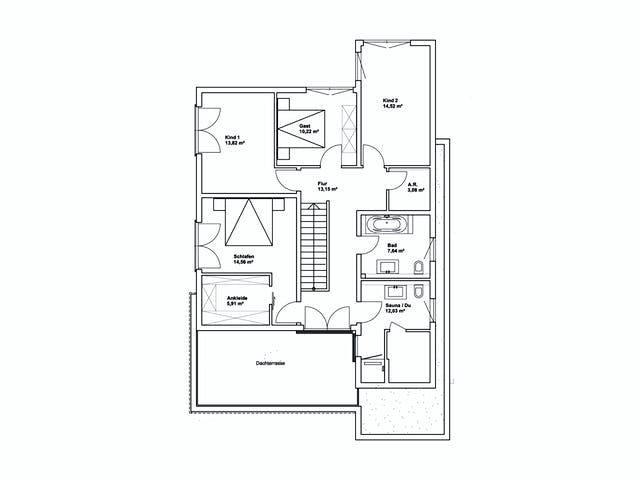 Fertighaus Pultdach Klassik 197 von LUXHAUS, Pultdachhaus Grundriss 2