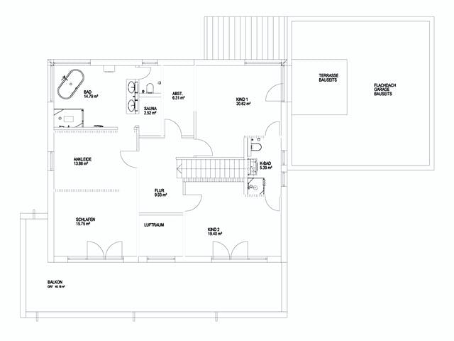 Fertighaus Pultdach Klassik 257 von LUXHAUS, Pultdachhaus Grundriss 2