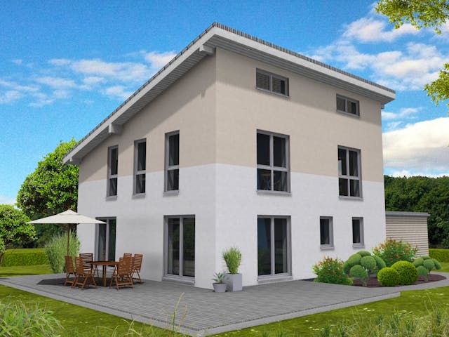 Fertighaus Pulthaus 159 von Suckfüll Energiesparhaus Schlüsselfertig ab 422156€, Pultdachhaus Außenansicht 1