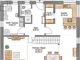 Fertighaus Pulthaus 167 von Suckfüll Energiesparhaus Schlüsselfertig ab 438019€, Pultdachhaus Grundriss 1