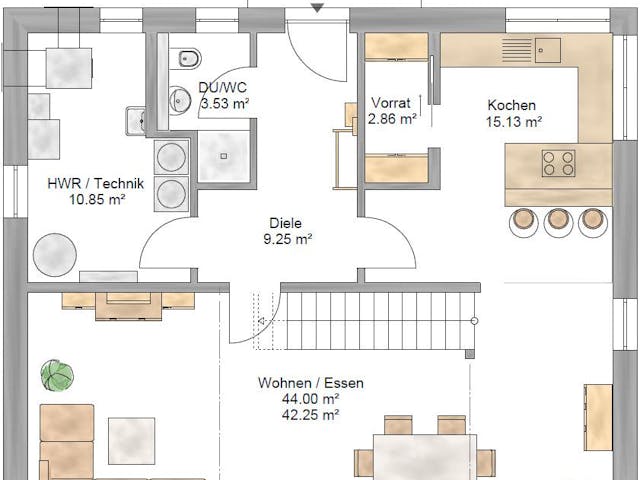 Fertighaus Pulthaus 167 von Suckfüll Energiesparhaus Schlüsselfertig ab 438019€, Pultdachhaus Grundriss 1