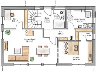 Fertighaus Pulthaus 169 von Suckfüll Energiesparhaus Schlüsselfertig ab 472388€, Pultdachhaus Grundriss 1