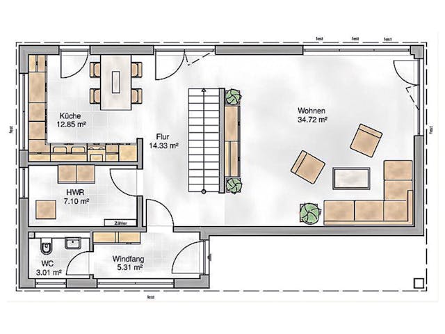 Massivhaus Amsterdam von P & P Massivhaus Schlüsselfertig ab 414000€, Cubushaus Grundriss 1 Massivhaus Amsterdam von P & P Massivhaus Schlüsselfertig ab 414000€, Cubushaus Grundriss 1