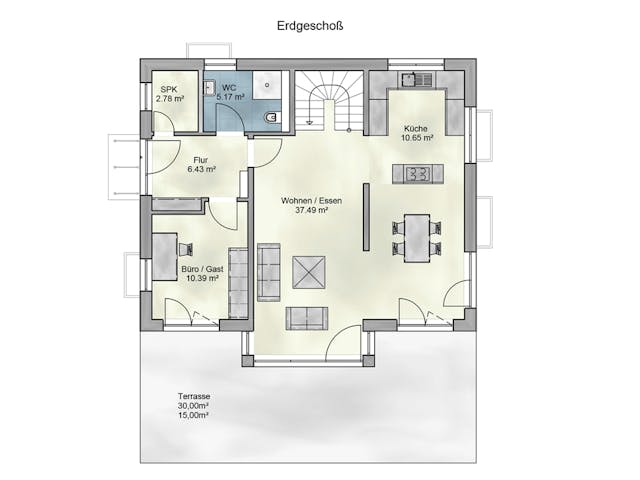 Massivhaus Lago von P & P Massivhaus Schlüsselfertig ab 340000€, Stadtvilla Grundriss 1