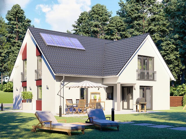 Massivhaus Oslo von P & P Massivhaus Schlüsselfertig ab 415000€, Satteldach-Klassiker Außenansicht 1