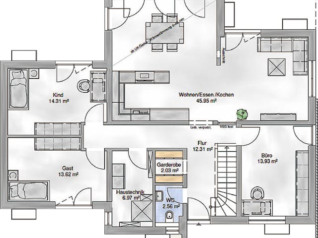 Massivhaus Palermo von P & P Massivhaus Schlüsselfertig ab 424000€, Stadtvilla Grundriss 1 Massivhaus Palermo von P & P Massivhaus Schlüsselfertig ab 424000€, Stadtvilla Grundriss 1