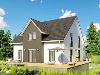 Massivhaus Pisa von P & P Massivhaus Schlüsselfertig ab 339000€, Satteldach-Klassiker Außenansicht 1