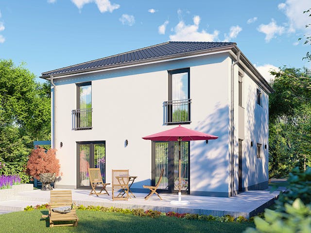 Massivhaus Siena von P & P Massivhaus Schlüsselfertig ab 299000€, Stadtvilla Außenansicht 1
