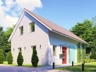 Massivhaus Verona von P & P Massivhaus Schlüsselfertig ab 309500€, Satteldach-Klassiker Außenansicht 2