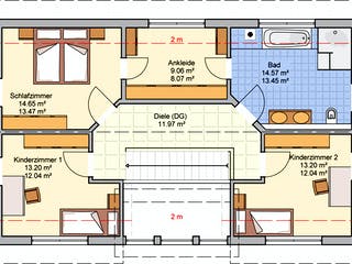 Fertighaus Turo von Fingerhut Haus Schlüsselfertig ab 479090€, Satteldach-Klassiker Grundriss 2