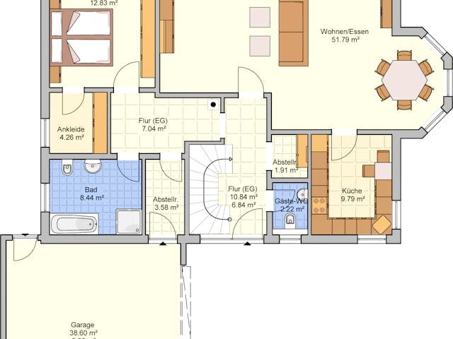 Fertighaus Sentempa von Fingerhut Haus Schlüsselfertig ab 462035€, Satteldach-Klassiker Grundriss 1