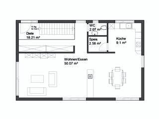 Fertighaus Korntal von Rems-Murr-Holzhaus Ausbauhaus ab 309330€, Satteldach-Klassiker Grundriss 1