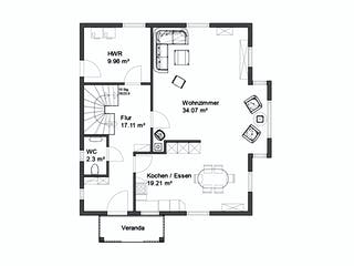 Blockhaus Oedheim von Rems-Murr-Holzhaus Ausbauhaus ab 300579€, Blockhaus Grundriss 1