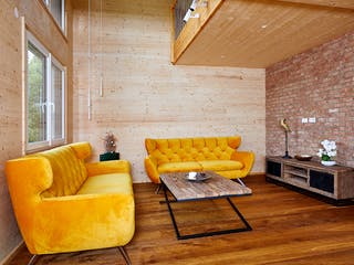 Blockhaus Schwalbenflug von Rems-Murr-Holzhaus Ausbauhaus ab 301811€, Satteldach-Klassiker Innenansicht 1