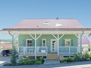 Blockhaus Urach von Rems-Murr-Holzhaus Ausbauhaus ab 298989€, Satteldach-Klassiker Außenansicht 2