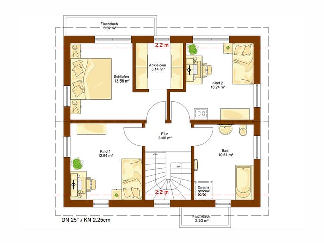 Fertighaus Clou 123.1 von RENSCH-HAUS Schlüsselfertig ab 337461€, Satteldach-Klassiker Grundriss 2