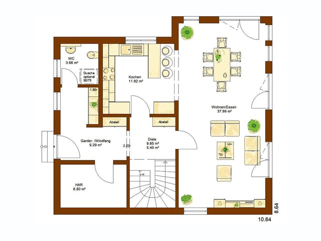 Fertighaus Clou 143 von RENSCH-HAUS Schlüsselfertig ab 344223€, Satteldach-Klassiker Grundriss 1